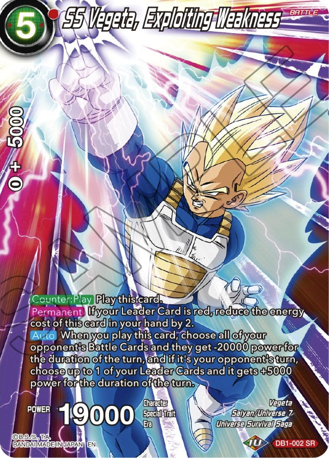 SS Vegeta, Exploiting Weakness (DB1-002) [Theme Selection: History of Vegeta] | The Time Vault CA