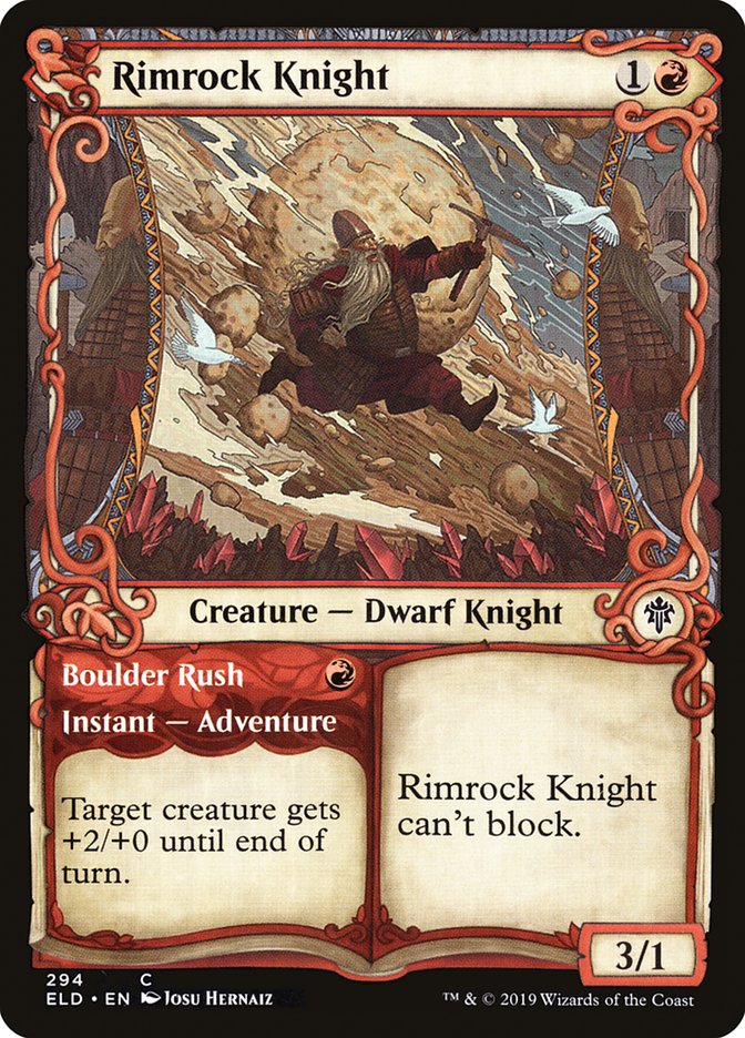 Rimrock Knight // Boulder Rush (Showcase) [Throne of Eldraine] | The Time Vault CA