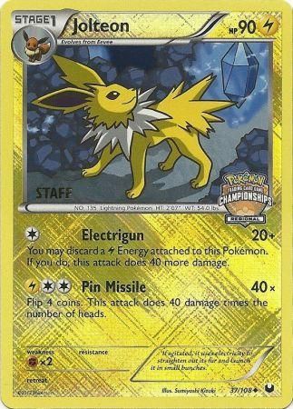 Jolteon (37/108) (Regional Championship 2013 Promo Staff) [Black & White: Dark Explorers] | The Time Vault CA