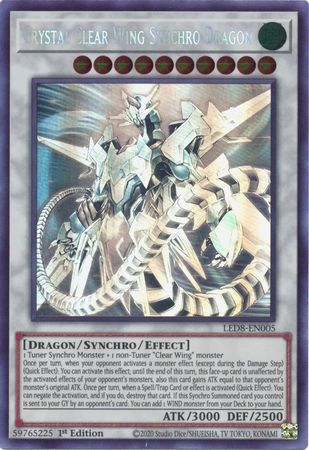 Crystal Clear Wing Synchro Dragon [LED8-EN005] Ghost Rare | The Time Vault CA