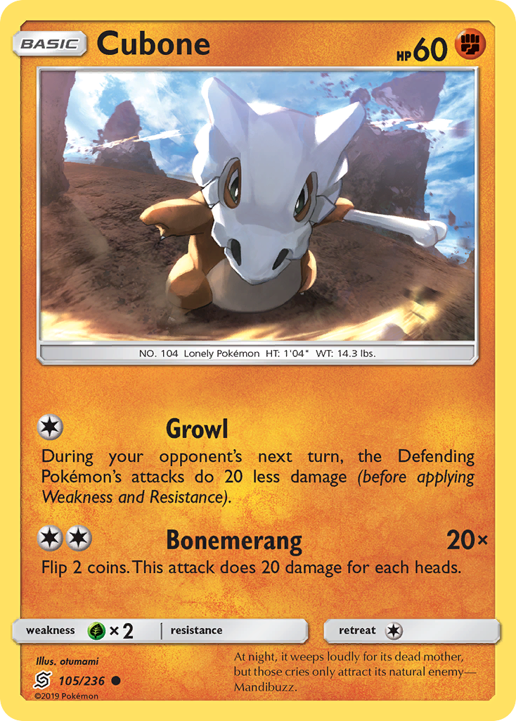 Cubone (105/236) [Sun & Moon: Unified Minds] | The Time Vault CA