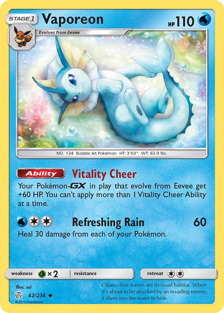 Vaporeon (42/236) [Sun & Moon: Cosmic Eclipse] | The Time Vault CA