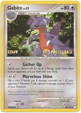 Gabite (48/123) (Staff Prerelease Promo) [Diamond & Pearl: Black Star Promos] | The Time Vault CA