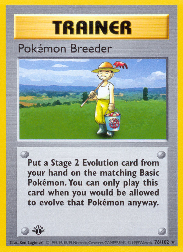 Pokemon Breeder (76/102) (Shadowless) [Base Set 1st Edition] | The Time Vault CA