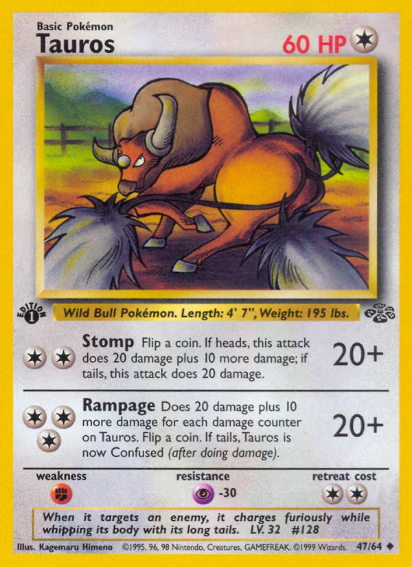 Tauros (47/64) [Jungle 1st Edition] | The Time Vault CA