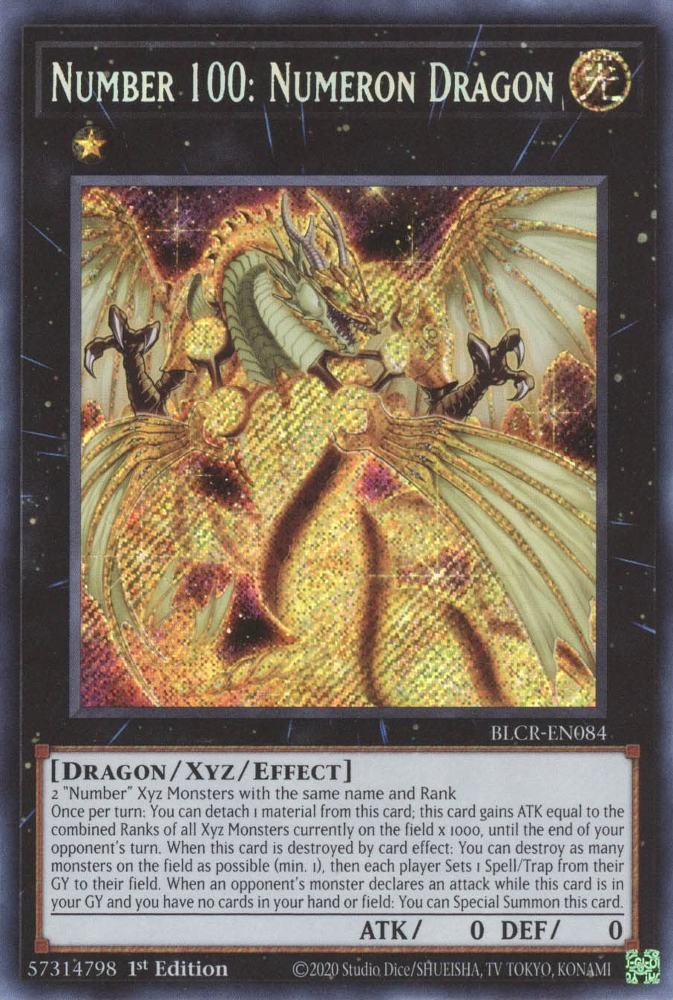 Number 100: Numeron Dragon [BLCR-EN084] Secret Rare | The Time Vault CA