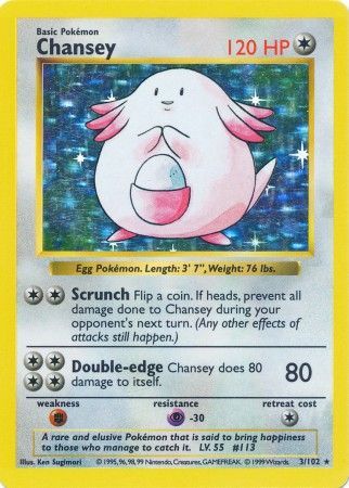 Chansey (3/102) [Base Set Shadowless Unlimited] | The Time Vault CA
