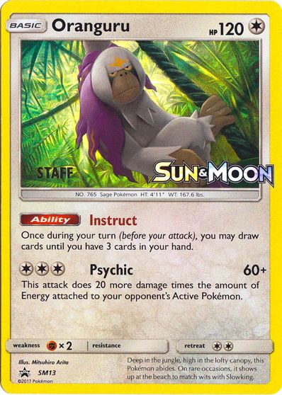 Oranguru (SM13) (Staff Prerelease Promo) [Sun & Moon: Black Star Promos] | The Time Vault CA