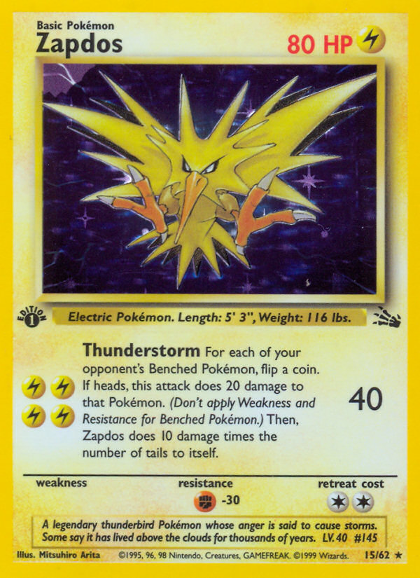 Zapdos (15/62) [Fossil 1st Edition] | The Time Vault CA