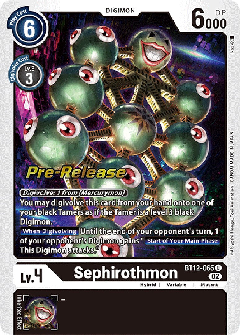 Sephirothmon [BT12-065] [Across Time Pre-Release Cards] | The Time Vault CA
