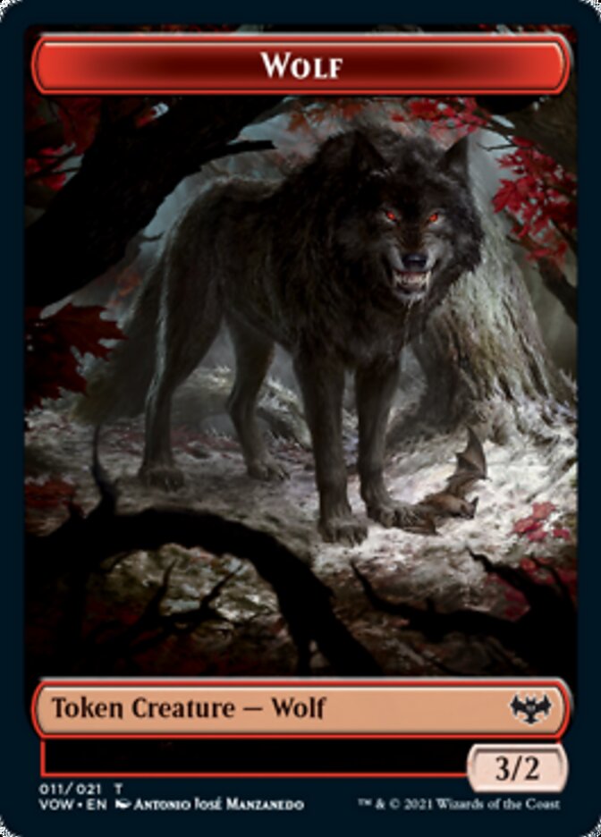 Wolf (011) // Treasure Double-sided Token [Innistrad: Crimson Vow Tokens] | The Time Vault CA