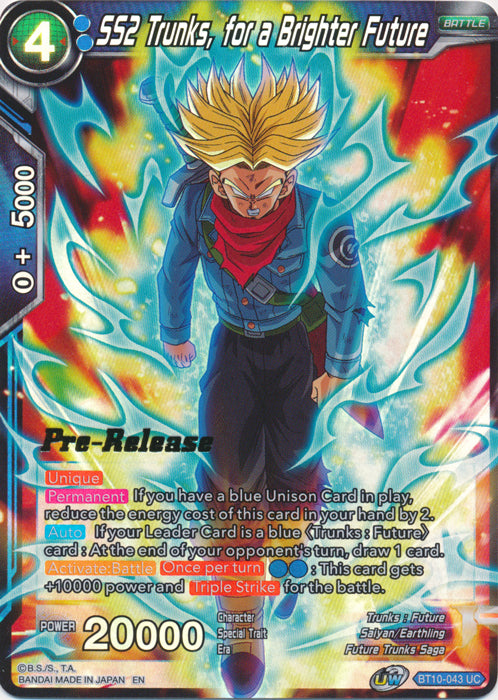SS2 Trunks, for a Brighter Future (BT10-043) [Rise of the Unison Warrior Prerelease Promos] | The Time Vault CA