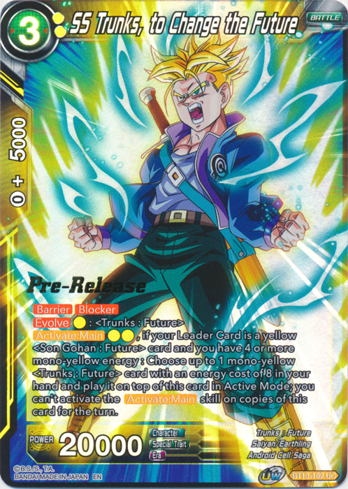 SS Trunks, to Change the Future (BT13-102) [Supreme Rivalry Prerelease Promos] | The Time Vault CA