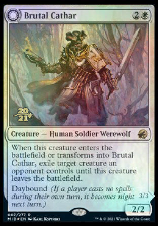 Brutal Cathar // Moonrage Brute [Innistrad: Midnight Hunt Prerelease Promos] | The Time Vault CA