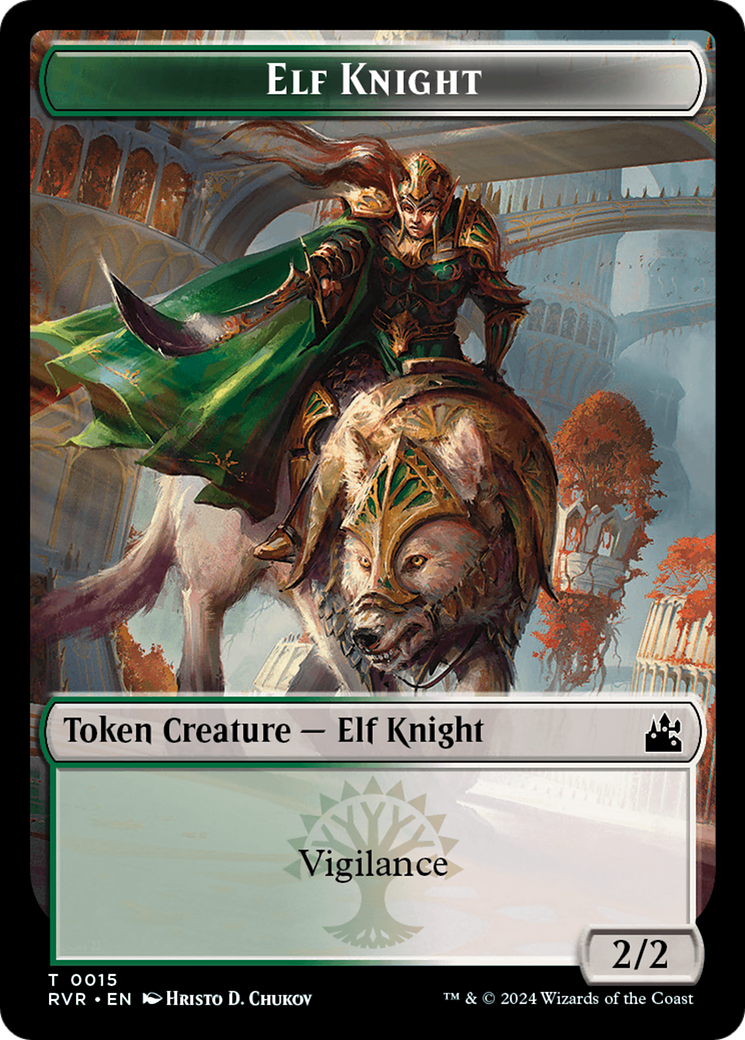 Elf Knight // Voja Double-Sided Token [Ravnica Remastered Tokens] | The Time Vault CA