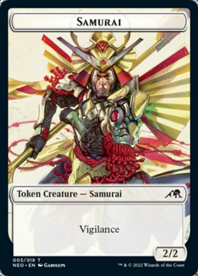 Samurai // Tezzeret, Betrayer of Flesh Emblem Double-sided Token [Kamigawa: Neon Dynasty Tokens] | The Time Vault CA