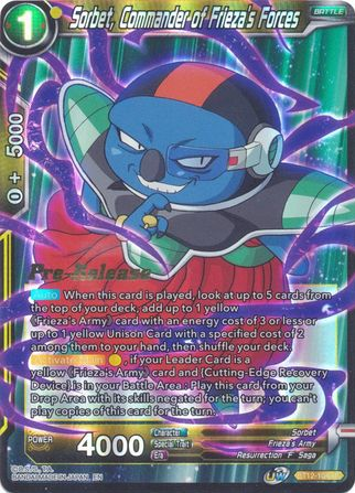 Sorbet, Commander of Frieza's Forces (BT12-104) [Vicious Rejuvenation Prerelease Promos] | The Time Vault CA