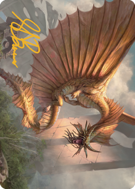 Ancient Gold Dragon Art Card (28) (Gold-Stamped Signature) [Commander Legends: Battle for Baldur's Gate Art Series] | The Time Vault CA