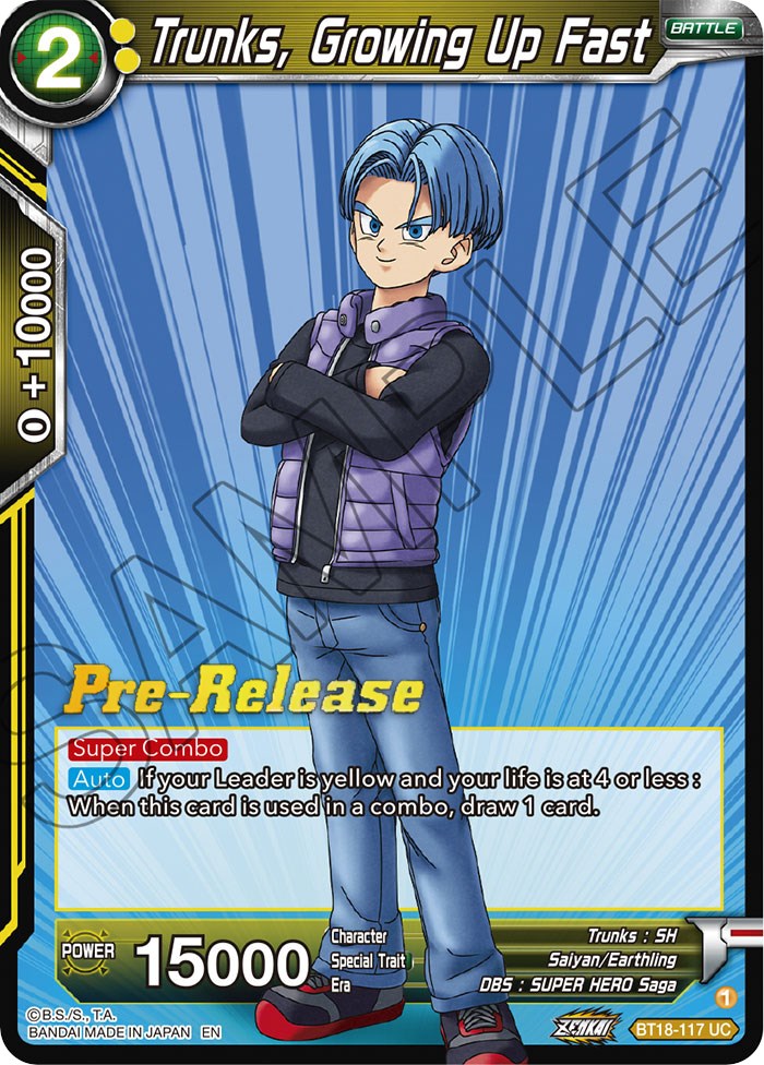 Trunks, Growing Up Fast (BT18-117) [Dawn of the Z-Legends Prerelease Promos] | The Time Vault CA