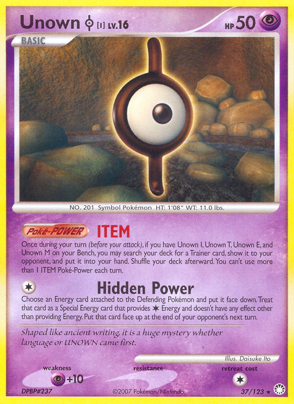 Unown I (37/123) [Diamond & Pearl: Mysterious Treasures] | The Time Vault CA
