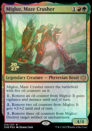 Migloz, Maze Crusher [Phyrexia: All Will Be One Prerelease Promos] | The Time Vault CA