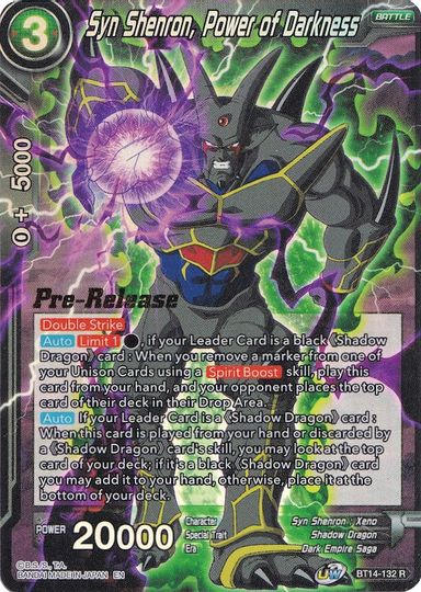 Syn Shenron, Power of Darkness (BT14-132) [Cross Spirits Prerelease Promos] | The Time Vault CA