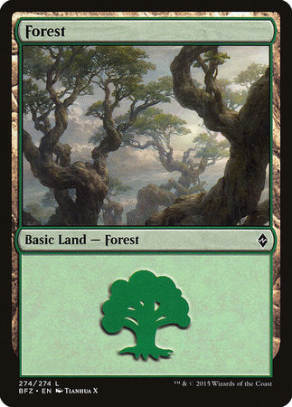 Forest (274) [Battle for Zendikar] | The Time Vault CA