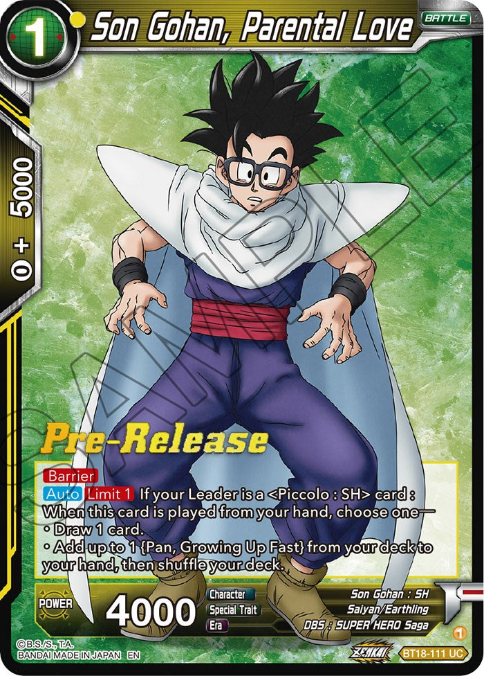 Son Gohan, Parental Love (BT18-111) [Dawn of the Z-Legends Prerelease Promos] | The Time Vault CA