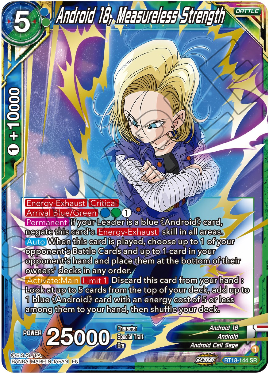 Android 18, Measureless Strength (BT18-144) [Dawn of the Z-Legends] | The Time Vault CA