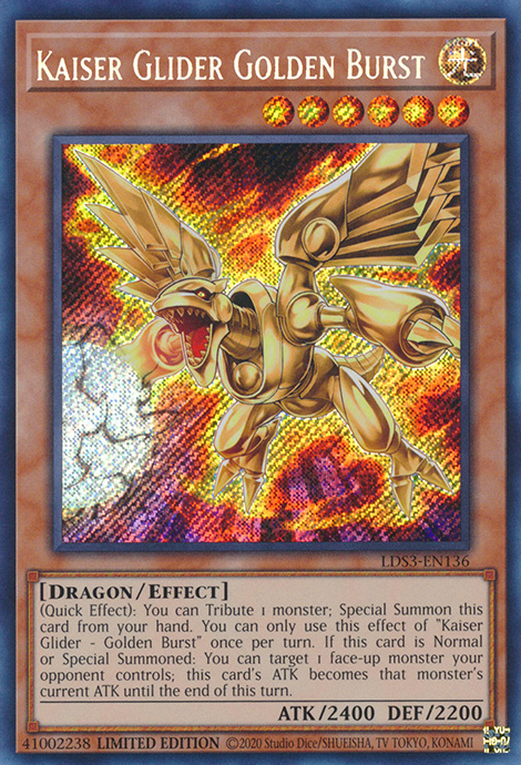 Kaiser Glider Golden Burst [LDS3-EN136] Secret Rare | The Time Vault CA