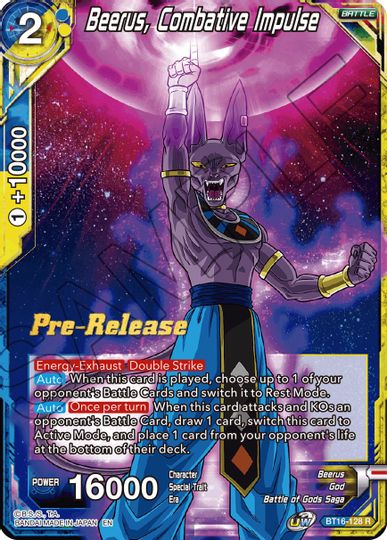 Beerus, Combative Impulse (BT16-128) [Realm of the Gods Prerelease Promos] | The Time Vault CA