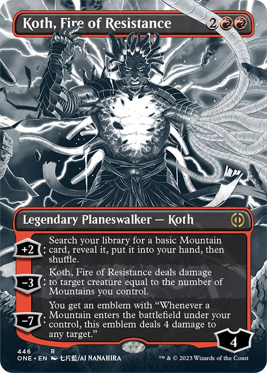 Koth, Fire of Resistance (Borderless Manga Step-and-Compleat Foil) [Phyrexia: All Will Be One] | The Time Vault CA