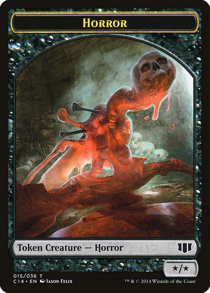 Horror // Zombie (016/036) Double-sided Token [Commander 2014 Tokens] | The Time Vault CA