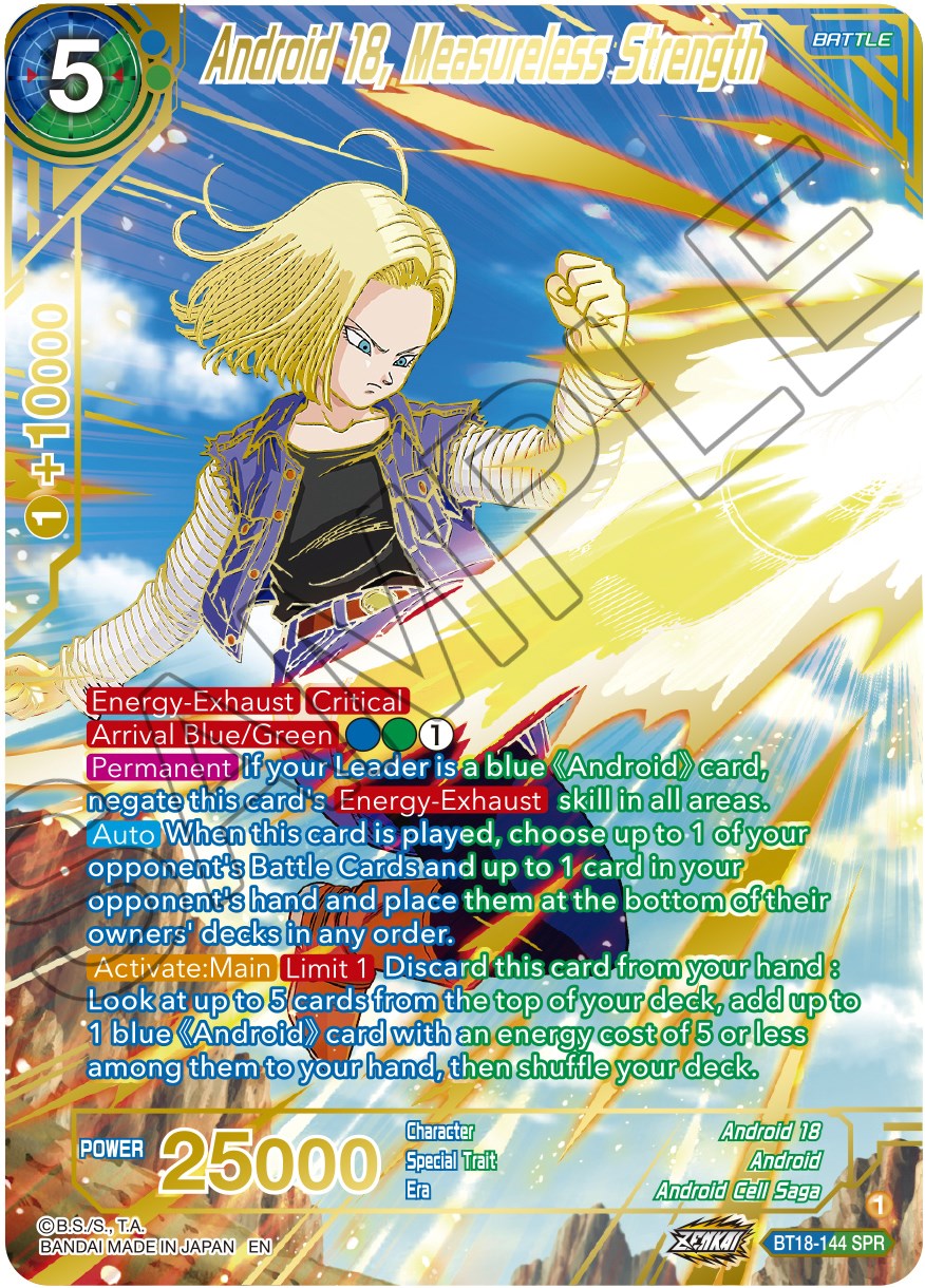 Android 18, Measureless Strength (SPR) (BT18-144) [Dawn of the Z-Legends] | The Time Vault CA
