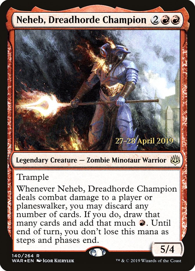 Neheb, Dreadhorde Champion  [War of the Spark Prerelease Promos] | The Time Vault CA