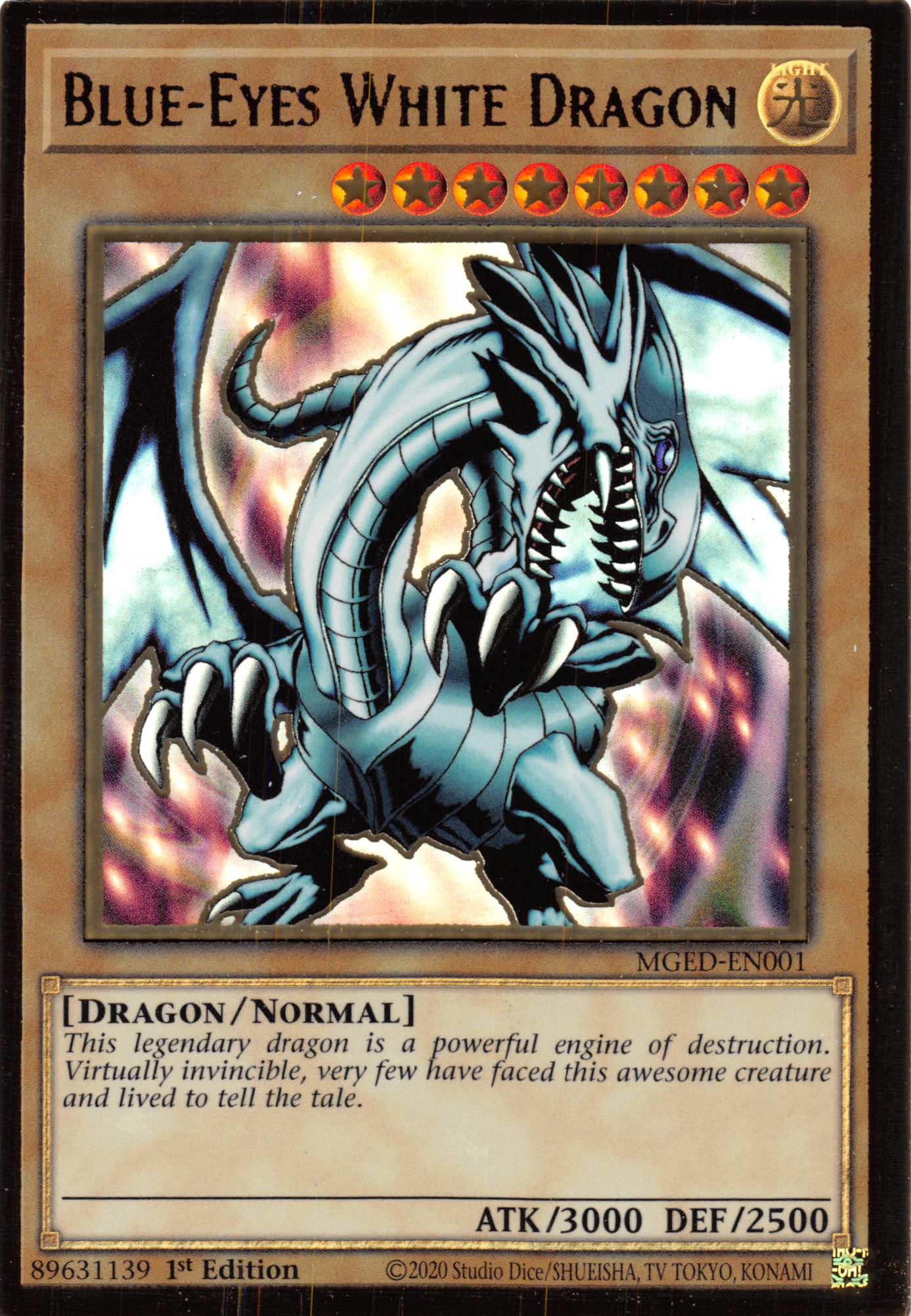 Blue-Eyes White Dragon (Alternate Art) [MGED-EN001] Gold Rare | The Time Vault CA