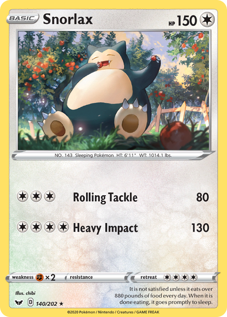 Snorlax (140/202) [Sword & Shield: Base Set] | The Time Vault CA