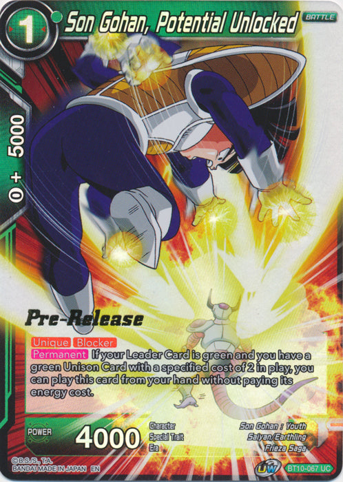 Son Gohan, Potential Unlocked (BT10-067) [Rise of the Unison Warrior Prerelease Promos] | The Time Vault CA