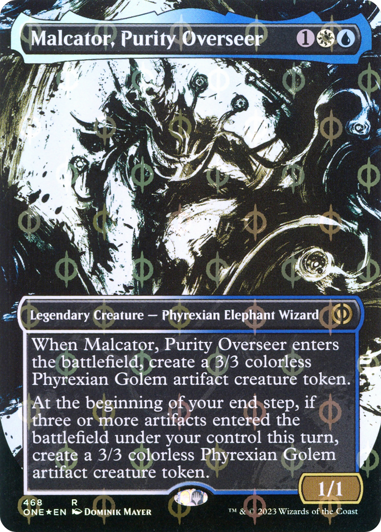 Malcator, Purity Overseer (Borderless Ichor Step-and-Compleat Foil) [Phyrexia: All Will Be One] | The Time Vault CA