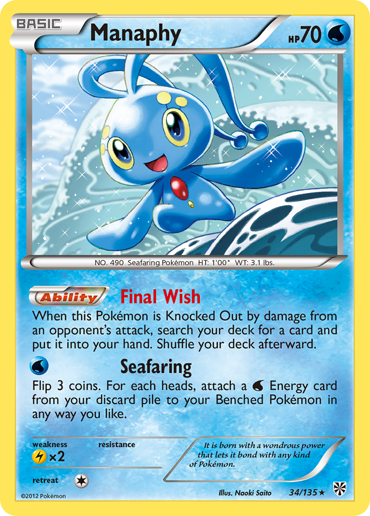 Manaphy (34/135) [Black & White: Plasma Storm] | The Time Vault CA