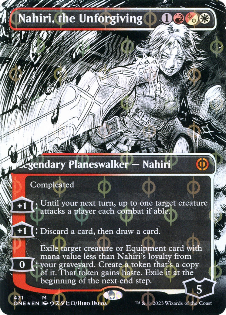 Nahiri, the Unforgiving (Borderless Manga Step-and-Compleat Foil) [Phyrexia: All Will Be One] | The Time Vault CA