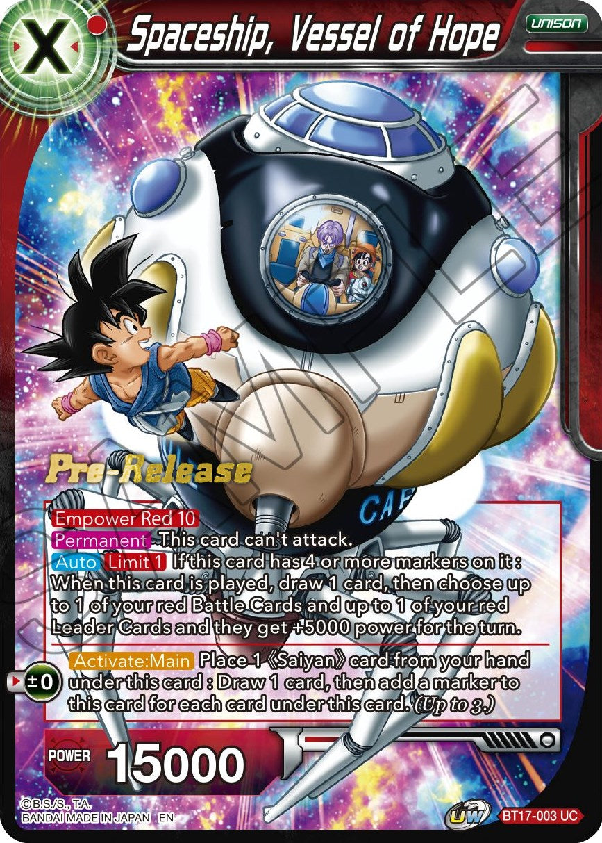 Spaceship, Vessel of Hope (BT17-003) [Ultimate Squad Prerelease Promos] | The Time Vault CA