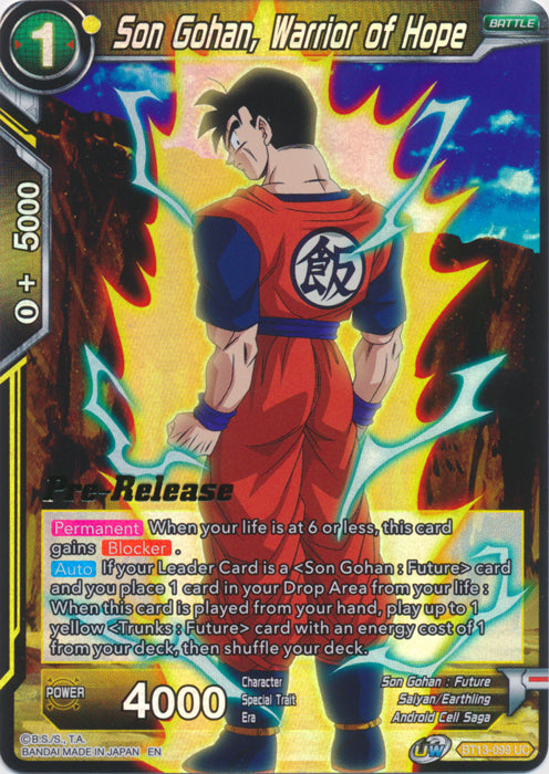 Son Gohan, Warrior of Hope (BT13-099) [Supreme Rivalry Prerelease Promos] | The Time Vault CA