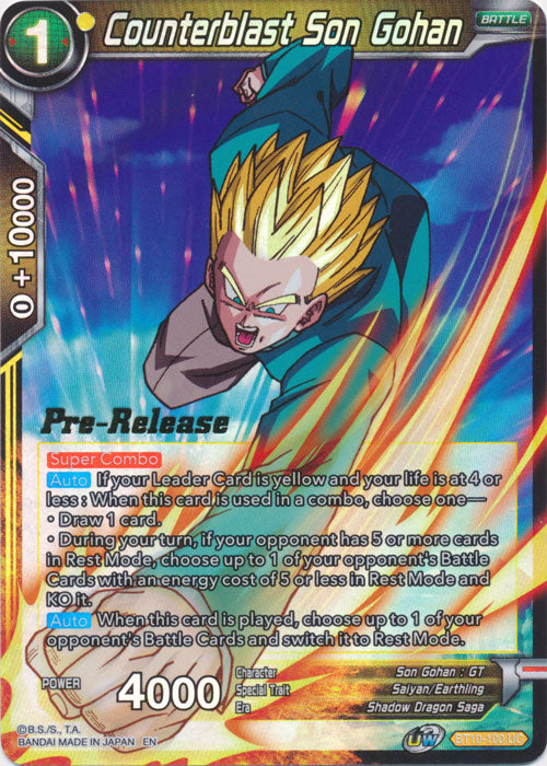 Counterblast Son Gohan (BT10-100) [Rise of the Unison Warrior Prerelease Promos] | The Time Vault CA