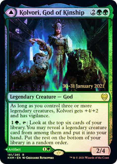 Kolvori, God of Kinship // The Ringhart Crest   [Kaldheim Prerelease Promos] | The Time Vault CA